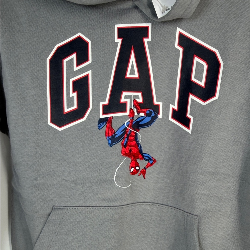 GAP Marvel Charcoal Hoodie with Spider-Man Design - Kids M - Picture 3 of 6